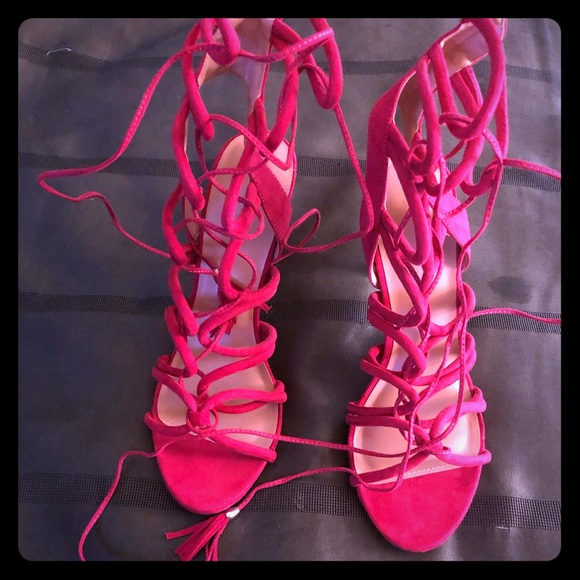 Charlotte Russe Shoes - Fuschia open toe heels